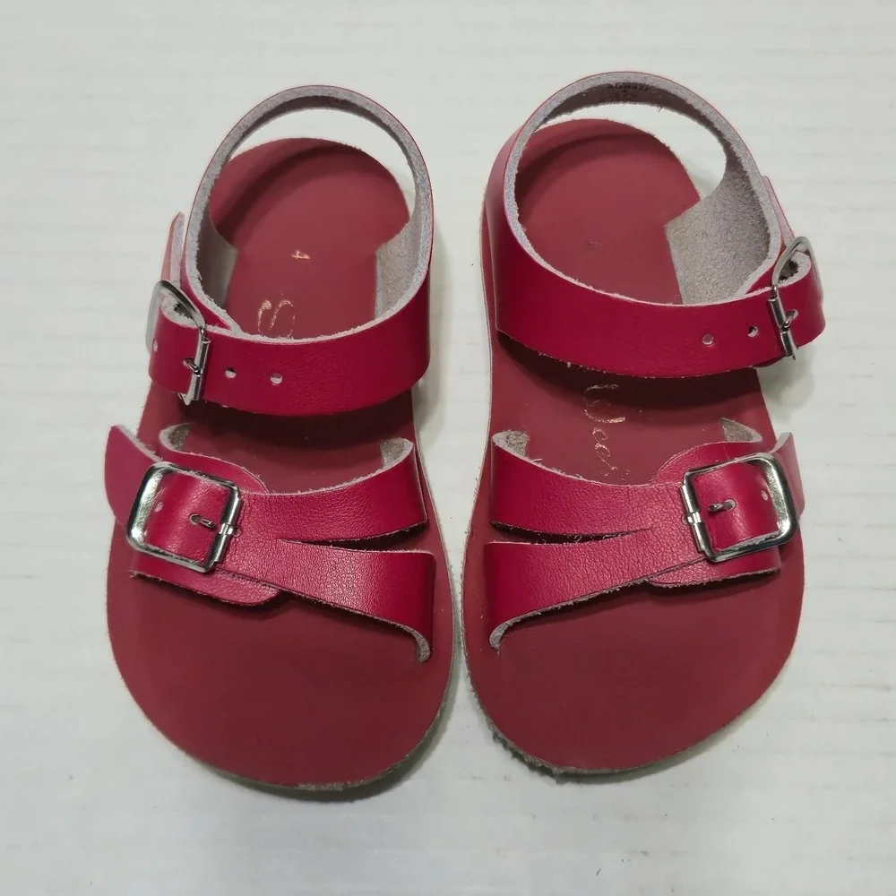 Sun-San Swimmer Salt Water Leather Sandals Red Size 4 Toddler Kids